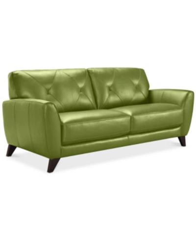 Furniture Myia 82" Tufted Back Leather Sofa, Created For Macy's In Green Apple