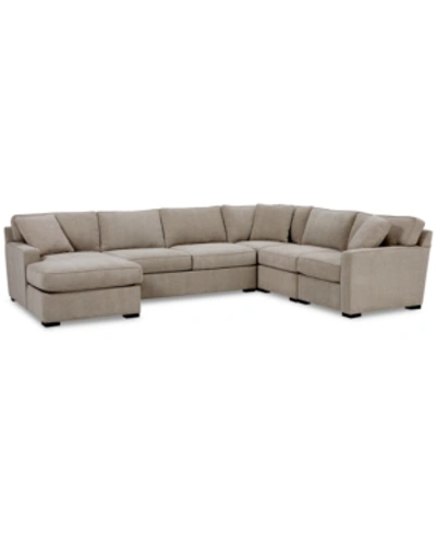 Shop Furniture Radley 5-pc. Fabric Chaise Sectional Sofa With Corner Piece, Created For Macy's In Heavenly Chrome Beige