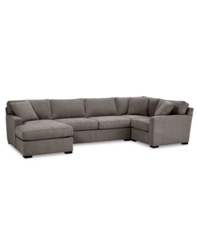 Shop Furniture Radley 4-pc. Fabric Chaise Sectional Sofa With Corner Piece, Created For Macy's In Heavenly Mocha Grey