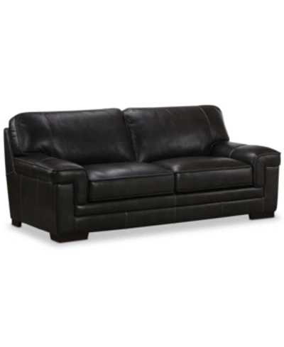 Furniture Myars 91" Leather Sofa, Created For Macy's In Charcoal