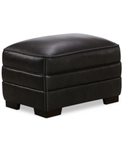 Furniture Myars Leather Ottoman In Charcoal