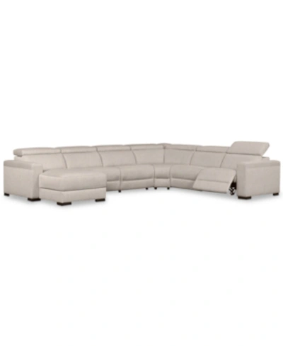 Shop Furniture Nevio 157" 6-pc. Fabric Sectional Sofa With Chaise, Created For Macy's In Mika Beige
