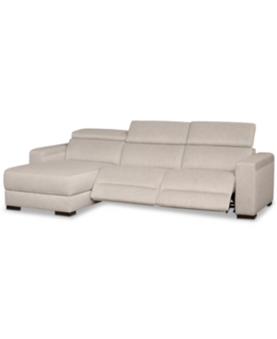 Shop Furniture Nevio 3-pc. Fabric Sectional Sofa With Chaise, Created For Macy's In Mika Beige