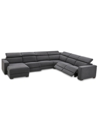 Shop Furniture Nevio 157" 6-pc. Fabric Sectional Sofa With Chaise, Created For Macy's In Slate Grey