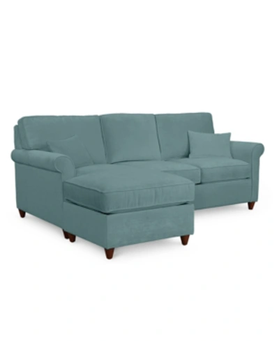 Shop Furniture Lidia 82" Fabric 2-pc. Reversible Chaise Sectional Sofa With Storage Ottoman In Gypsy Blue Green