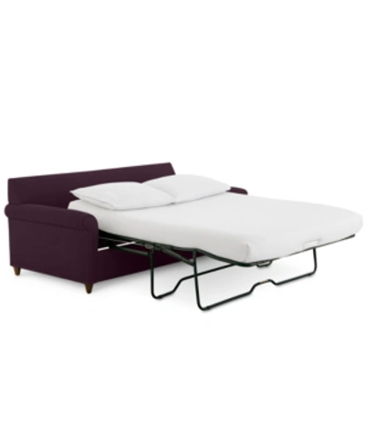 Furniture Lidia 82" Fabric 2-pc. Chaise Sectional Queen Sleeper Sofa With Storage Ottoman In Gypsy Eggplant Purple