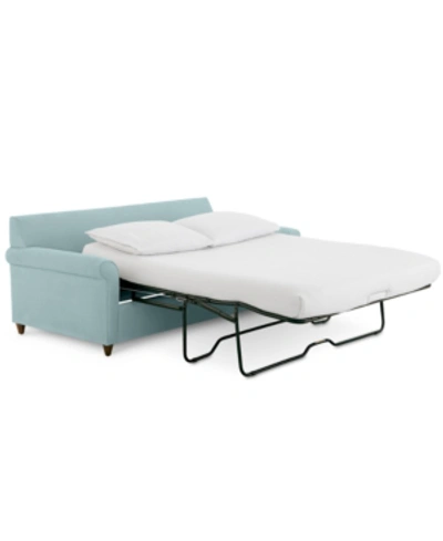 Furniture Lidia 82" Fabric 2-pc. Chaise Sectional Queen Sleeper Sofa With Storage Ottoman In Gypsy Quarry Blue