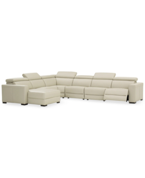 Furniture Nevio 6 Pc Leather Sectional, Nevio Leather Power Reclining Sectional Sofa