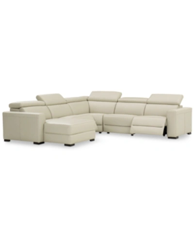 Furniture Nevio 5 Pc Leather Sectional, L Shaped Leather Sofa With Recliner