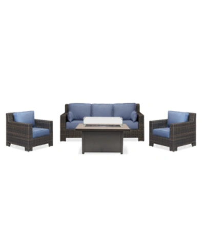 Shop Furniture Viewport Outdoor 4-pc. Set (1 Sofa, 2 Club Chairs & 1 Cal Sil Firepit), Created For Macy's