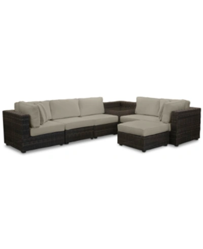 Shop Furniture Closeout! Viewport Outdoor 7-pc. Modular Seating Set (2 Corner Units, 3 Armless Units, 1 Corner Tabl In Spectrum Dove