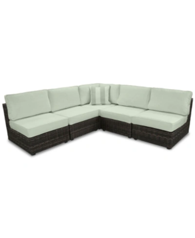 Shop Furniture Viewport Outdoor 5-pc. Modern Modular Seating Set (4 Armless Units And 1 Corner Unit) With Custom Su In Cast Oasis