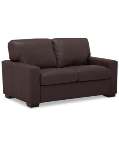 Shop Furniture Ennia 59" Leather Loveseat, Created For Macy's In Cafe Brown