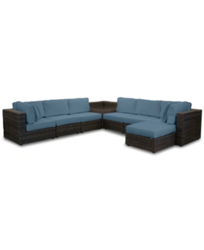 Shop Furniture Viewport Outdoor 8-pc. Modular Seating Set (2 Corner Units, 4 Armless Units, 1 Corner Table And 1 Ot In Spectrum Denim