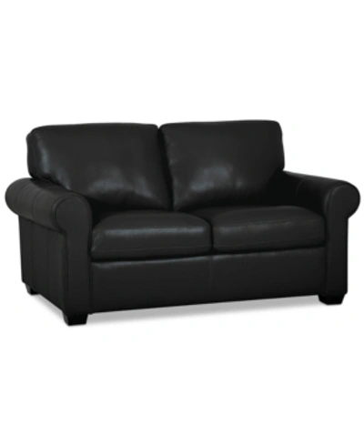 Shop Furniture Orid 59" Leather Roll Arm Loveseat, Created For Macy's In Ink (special Order)