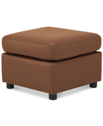 Furniture Ennia Leather Ottoman, Created For Macy's In Biscotti (special Order)
