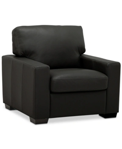 Shop Furniture Ennia 36" Leather Armchair, Created For Macy's In Ink (special Order)