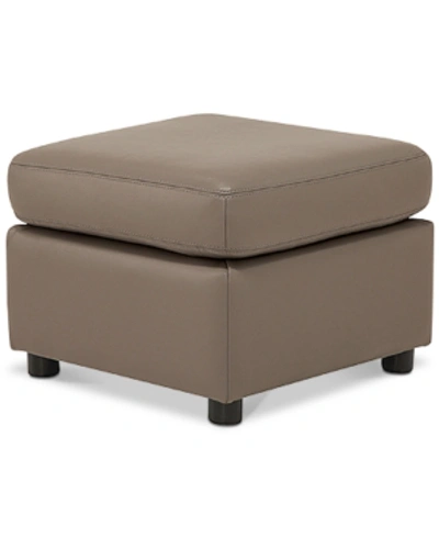 Shop Furniture Ennia Leather Ottoman, Created For Macy's In Pewter (special Order)