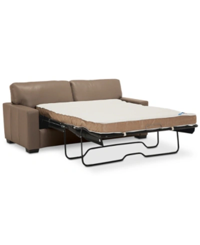 Shop Furniture Ennia 75" Leather Full Sleeper, Created For Macy's In Dune (special Order)