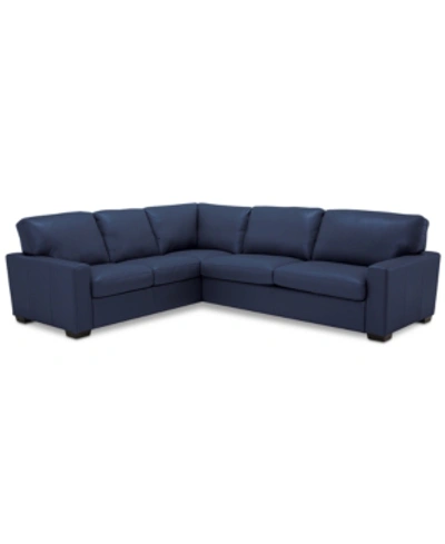 Shop Furniture Ennia 2-pc. Leather Sectional Sofa, Created For Macy's In Sapphire (special Order)