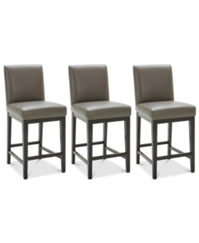 Shop Furniture Tate Leather Parsons Stool, 3-pc. Set (3 Graphite Counter Stools)