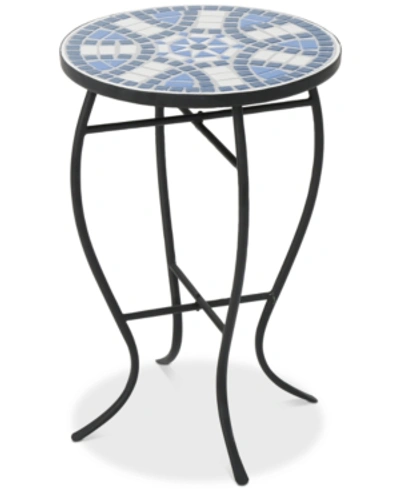 Shop Noble House Clayton Round Side Table In Blue