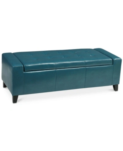 Shop Noble House Guernsey Storage Ottoman In Teal