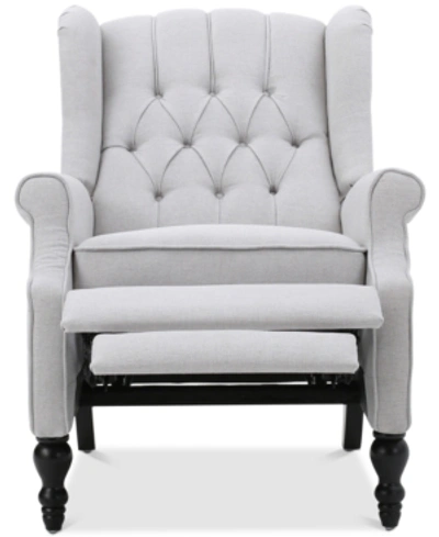 Noble House Charles Fabric Recliner In Light Grey