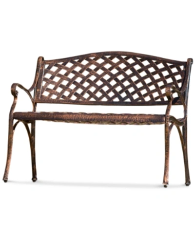Noble House Elmann Antiqued Copper-finish Bench In Copper