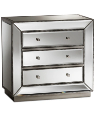 Furniture Edeline Mirrored Chest In Silver Mirror