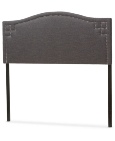 Furniture Aubrey Fabric Upholstered Queen Size Headboard In Dark Grey