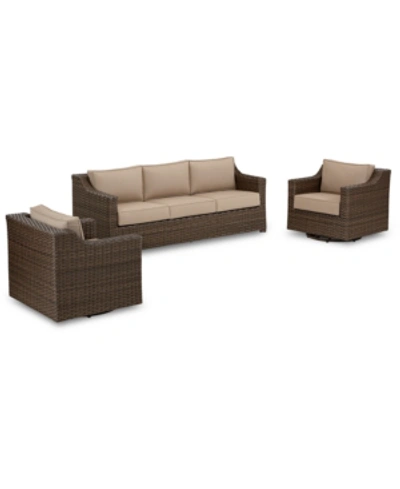 Shop Furniture Camden Outdoor Wicker 3-pc. Seating Set (1 Sofa & 2 Swivel Chairs), Created For Macy's