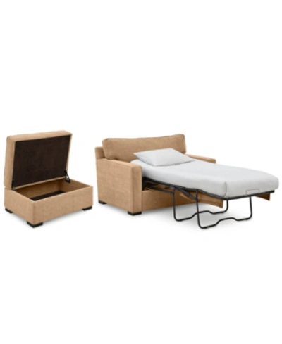Furniture Radley 54" Fabric Chair Bed & 36" Storage Ottoman, Created For Macy's In Heavenly Caramel Tan