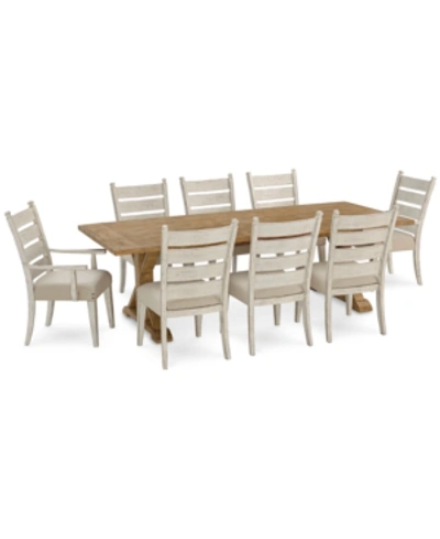 Shop Furniture Trisha Yearwood Coming Home Dining , 9-pc. Set (dining Table, 6 Side Chairs & 2 Arm Chairs) In Mixed Chalk/wheat