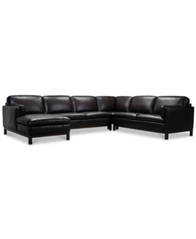 Shop Furniture Virton 136" 4-pc. Leather Chaise Sectional Sofa, Created For Macy's In Ranch Brown