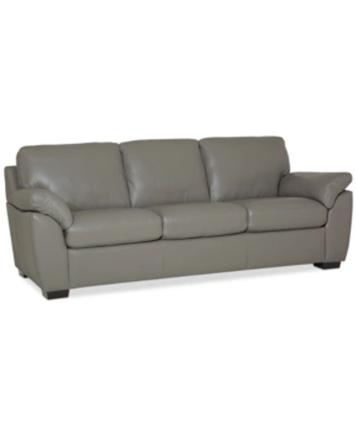 Shop Furniture Lothan 87" Leather Sofa, Created For Macy's In Valencia Alloy Grey