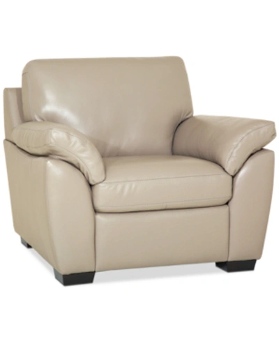 Furniture Lothan 41" Leather Chair, Created For Macy's In Valencia Lace Beige