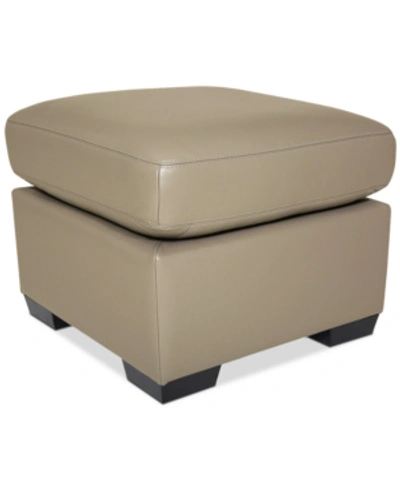 Shop Furniture Lothan 24" Leather Ottoman, Created For Macy's In Valencia Lace Beige
