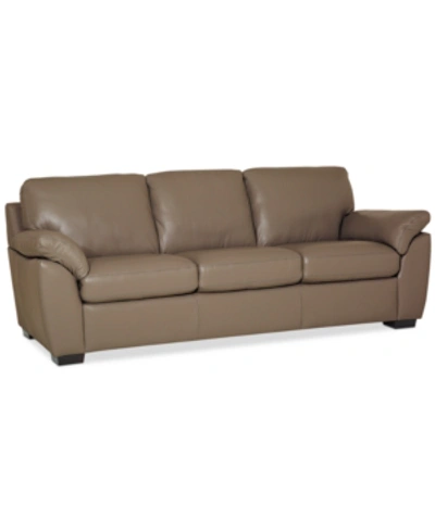 Shop Furniture Lothan 87" Leather Sofa, Created For Macy's In Valencia Dune Beige