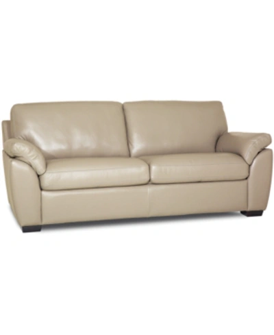 Shop Furniture Lothan 79" Leather Apartment Sofa With 2 Cushions, Created For Macy's In Valencia Lace Beige