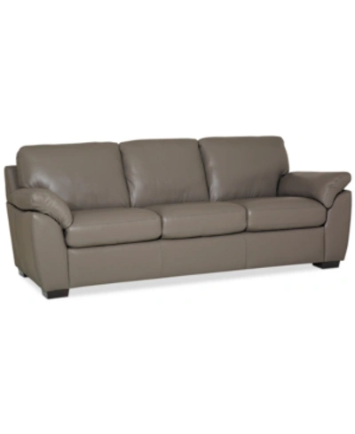 Shop Furniture Lothan 87" Leather Sofa, Created For Macy's In Valencia Pewter Grey