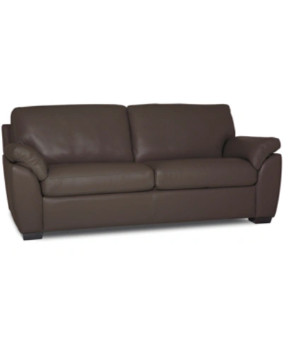 Shop Furniture Lothan 79" Leather Apartment Sofa With 2 Cushions, Created For Macy's In Valencia Cafe Brown