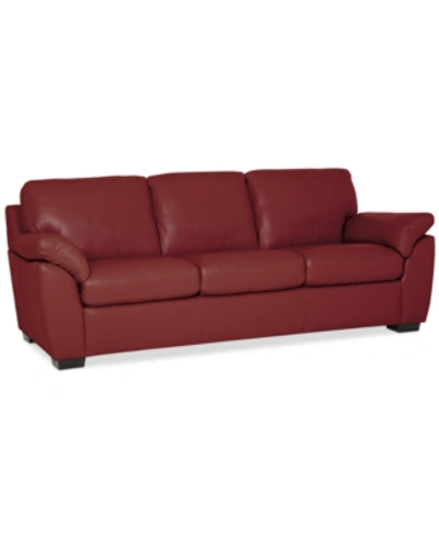 Furniture Lothan 87" Leather Sofa, Created For Macy's In Valencia Cherry Red  | ModeSens