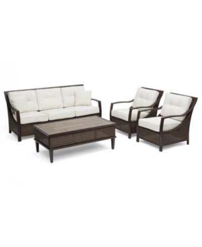Shop Furniture North Shore Outdoor 4-pc. Seating Set (sofa, 2 Club Chairs & Coffee Table) With Sunbrella Cushions,  In Cast Pumice