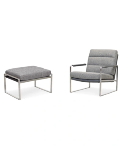 Shop Furniture Closeout! Mattley 28" Fabric Steel Frame Chair And 26" Steel Frame Ottoman Set, Created For Macy's In Amaro Grey