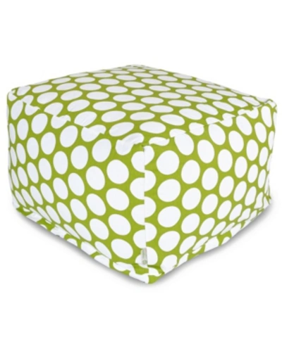 Majestic Home Goods Large Polka Dot Ottoman Square Pouf 27" X 17" In Olive