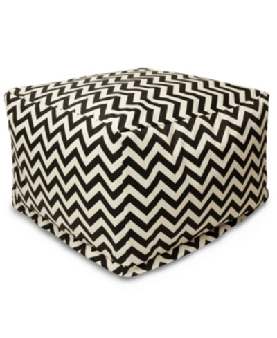 Shop Majestic Home Goods Chevron Ottoman Square Pouf With Removable Cover 27" X 17" In Black