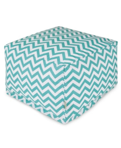 Shop Majestic Home Goods Chevron Ottoman Square Pouf With Removable Cover 27" X 17" In Teal