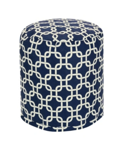 Shop Majestic Home Goods Links Ottoman Round Pouf With Removable Cover 16" X 17" In Navy
