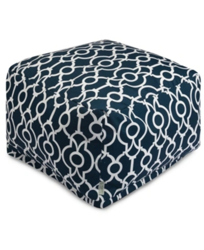 Shop Majestic Home Goods Athens Ottoman Square Pouf 27" X 17" In Navy